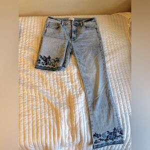 DRIFTWOOD jeans light wash embroidered blue flowers size 29